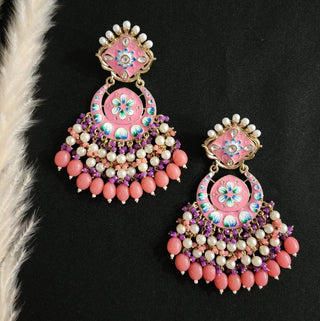 Isabelle Pink Meenakari Earrings - ECLAT INDIAN JEWELSEarringsPink