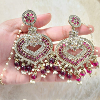 Isha Purple Polki Earrings - ECLAT INDIAN JEWELSPolki EarringsPurple