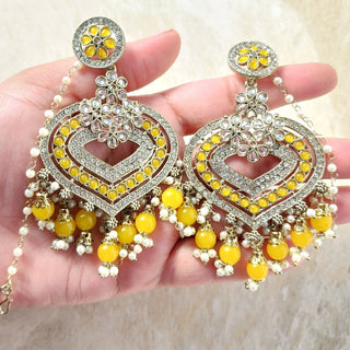 Isha Yellow Polki Earrings - ECLAT INDIAN JEWELSPolki EarringsYellow