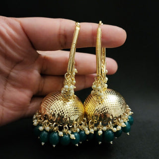 Isolde Green Bali Jhumki Earrings - ECLAT INDIAN JEWELSEarringsGreen