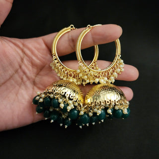 Isolde Green Bali Jhumki Earrings - ECLAT INDIAN JEWELSEarringsGreen