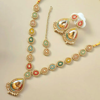 Izabel Multicolour Necklace Set with Tikka - ECLAT INDIAN JEWELSNecklace SetsMulticolour