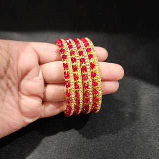 Izabella Red Bangles (Set of 4) (2.4, 2.6, 2.8) - ECLAT INDIAN JEWELSBangle, Kadas & Bracelets2.4