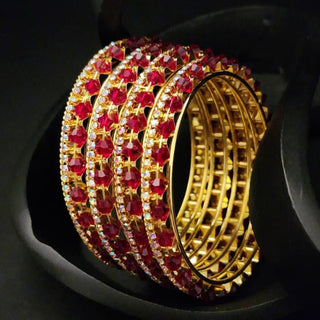 Izabella Red Bangles (Set of 4) (2.4, 2.6, 2.8) - ECLAT INDIAN JEWELSBangle, Kadas & Bracelets2.4