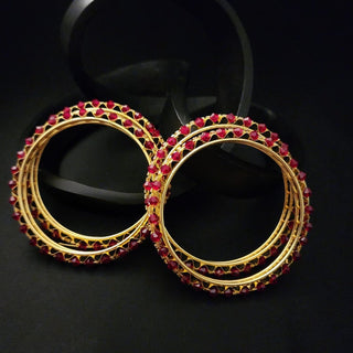 Izabella Red Bangles (Set of 4) (2.4, 2.6, 2.8) - ECLAT INDIAN JEWELSBangle, Kadas & Bracelets2.4