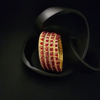 Izabella Red Bangles (Set of 4) (2.4, 2.6, 2.8) - ECLAT INDIAN JEWELSBangle, Kadas & Bracelets2.4