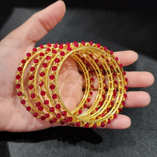 Izabella Red Bangles (Set of 4) (2.4, 2.6, 2.8) - ECLAT INDIAN JEWELSBangle, Kadas & Bracelets2.4
