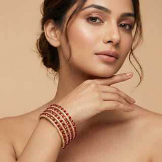 Izabella Red Bangles (Set of 4) (2.4, 2.6, 2.8) - ECLAT INDIAN JEWELSBangle, Kadas & Bracelets2.4