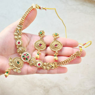 Jacie Multicolour Kemp Rajwadi 20k Gold Plated Necklace Set - ECLAT INDIAN JEWELSNecklace SetsGold