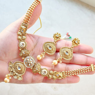 Jacie White Kemp Rajwadi 20k Gold Plated Necklace Set - ECLAT INDIAN JEWELSNecklace SetsGold