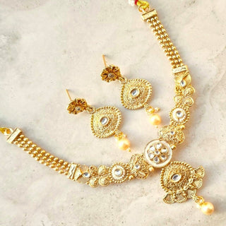 Jacie White Kemp Rajwadi 20k Gold Plated Necklace Set - ECLAT INDIAN JEWELSNecklace SetsGold