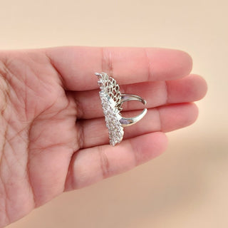 Jacinda Silver Adjustable Diamond Simulant Ring - ECLAT INDIAN JEWELSRingsSilver