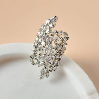 Jacinda Silver Adjustable Diamond Simulant Ring - ECLAT INDIAN JEWELSRingsSilver