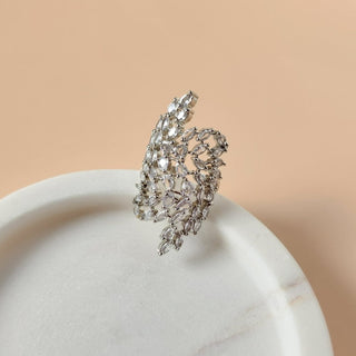 Jacinda Silver Adjustable Diamond Simulant Ring - ECLAT INDIAN JEWELSRingsSilver