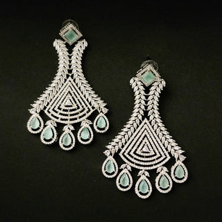 Jacqueline Mint Green CZ Diamond Simulant Earrings - ECLAT INDIAN JEWELSEarringsGreen