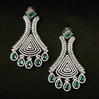 Jacqueline Tea Green CZ Diamond Simulant Earrings - ECLAT INDIAN JEWELSEarringsGreen