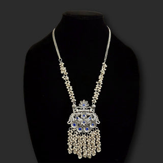 Jane Blue German Silver Contemporary Necklace Set - ECLAT INDIAN JEWELSNecklace SetsOxidised Silver