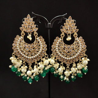 Jaycee Green Reverse AD Dangler Earrings - ECLAT INDIAN JEWELSEarringsGreen