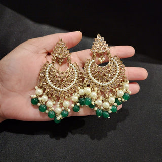 Jaycee Green Reverse AD Dangler Earrings - ECLAT INDIAN JEWELSEarringsGreen