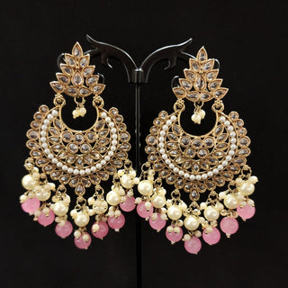 Jaycee Pink Reverse AD Dangler Earrings - ECLAT INDIAN JEWELSEarringsPink