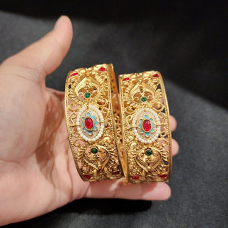Jenna Gold Kada Openable Bangle Set (2.6, 2.8) - ECLAT INDIAN JEWELSBangle, Kadas & Bracelets2.4