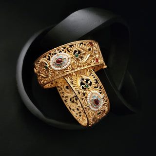 Jenna Gold Kada Openable Bangle Set (2.6, 2.8) - ECLAT INDIAN JEWELSBangle, Kadas & Bracelets2.4