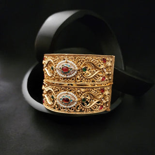 Jenna Gold Kada Openable Bangle Set (2.6, 2.8) - ECLAT INDIAN JEWELSBangle, Kadas & Bracelets2.4