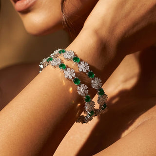 Jenna Green CZ Diamond Bangle (Pair) (2.4,2.6, 2.8) - ECLAT INDIAN JEWELSBangle, Kadas & Bracelets2.6