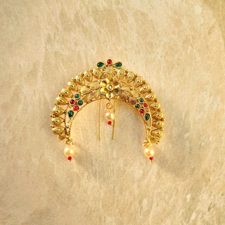 Jenna Multicolour Khopa / Ambada Clip Hair Bun Accessory - ECLAT INDIAN JEWELSMatha Patti, Sheesh PhoolMulticolour