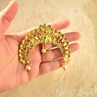 Jenna Multicolour Khopa / Ambada Clip Hair Bun Accessory - ECLAT INDIAN JEWELSMatha Patti, Sheesh PhoolMulticolour