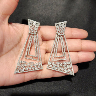 Jenna White CZ Diamond Simulant Drop Earrings - Luxury Collection - ECLAT INDIAN JEWELSEarringsWhite