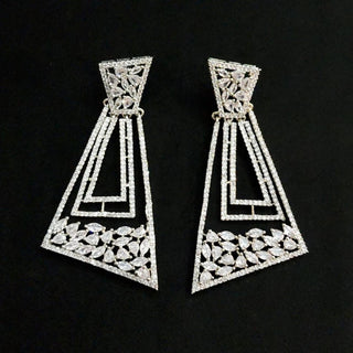 Jenna White CZ Diamond Simulant Drop Earrings - Luxury Collection - ECLAT INDIAN JEWELSEarringsWhite