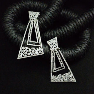 Jenna White CZ Diamond Simulant Drop Earrings - Luxury Collection - ECLAT INDIAN JEWELSEarringsWhite