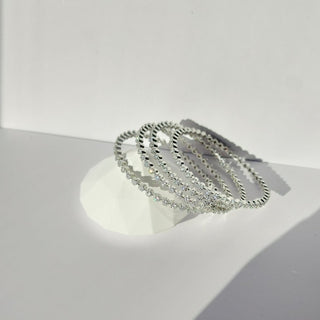 Jennifer Silver CZ Diamond Bangle (Pair) (2.6, 2.8) - ECLAT INDIAN JEWELSBangle, Kadas & Bracelets2.6