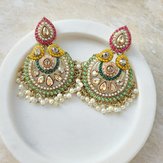 Jenny Light Multicolour Polki Earrings - ECLAT INDIAN JEWELSEarringsMulticolour