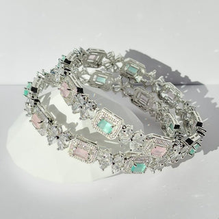 Jenny Mint and Pink CZ Diamond Bangle (Pair) (2.4,2.6, 2.8, 2.10) - ECLAT INDIAN JEWELSBangle, Kadas & Bracelets2.4