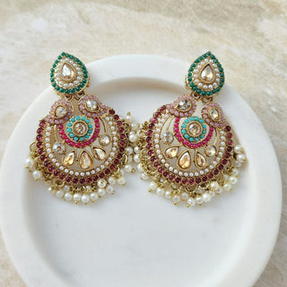 Jenny Multicolour Polki Earrings - ECLAT INDIAN JEWELSEarringsMulticolour