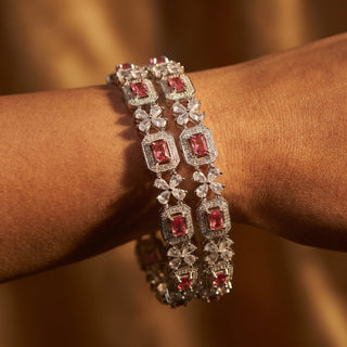 Jenny Red CZ Diamond Bangle (Pair) (2.4,2.6, 2.8, 2.10) - ECLAT INDIAN JEWELSBangle, Kadas & Bracelets2.6