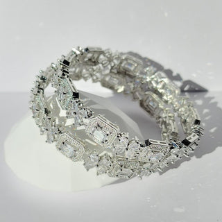 Jenny Silver CZ Diamond Bangle (Pair) (2.4,2.6, 2.8) - ECLAT INDIAN JEWELSBangle, Kadas & Bracelets2.6