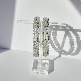 Jenny Silver CZ Diamond Bangle (Pair) (2.4,2.6, 2.8) - ECLAT INDIAN JEWELSBangle, Kadas & Bracelets2.6
