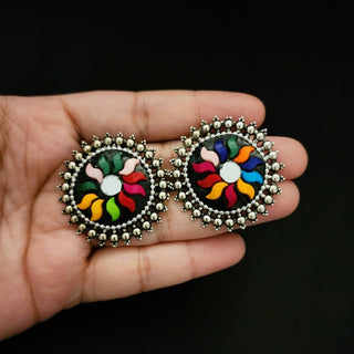 Jessica Multicolour German Silver Stud Earrings - ECLAT INDIAN JEWELSEarringsMulticolour