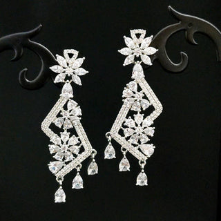 Jessica White CZ American Diamond Earrings - ECLAT INDIAN JEWELSEarringsWhite