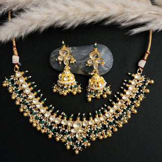 Joan Paachi Kundan White Green Necklace Set - ECLAT INDIAN JEWELSNecklace SetsGreen