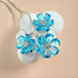 Joanna Light Blue CZ Simulant Pendant Set (Chain included) - ECLAT INDIAN JEWELSNecklace Sets - Pendant SetsBlue