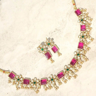 Joanna Multicolour Kemp 20k Gold Plated Necklace Set - ECLAT INDIAN JEWELSNecklace SetsGold