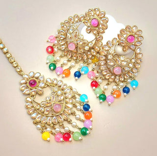 Joclyn Multicolour Polki Tikka Set - ECLAT INDIAN JEWELSTikka SetsMulticolour