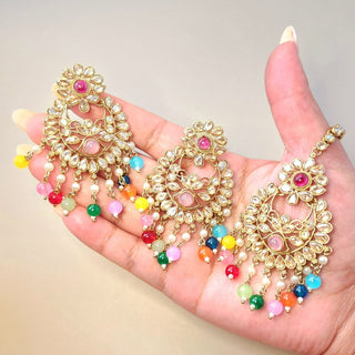 Joclyn Multicolour Polki Tikka Set - ECLAT INDIAN JEWELSTikka SetsMulticolour