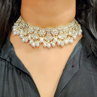 Jolene White Kundan Necklace Set with Maang Tikka - ECLAT INDIAN JEWELSNecklace SetsWhite