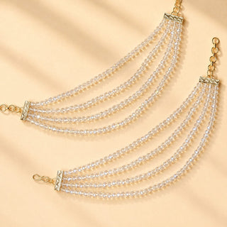 Jolie White Baahubali Earring Sahara Hair Chains - ECLAT INDIAN JEWELSEarringsWhite