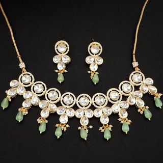 Jordyn Light Green Kundan Necklace Set - ECLAT INDIAN JEWELSNecklace SetsGreen